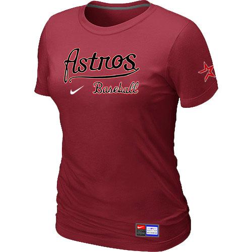 Cheap Women Nike Houston Astros Red Short Sleeve Practice MLB T-Shirt