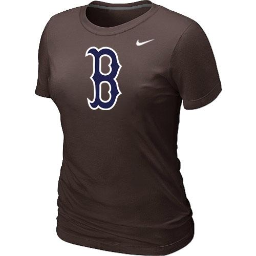 Cheap Women Nike Boston Red Sox Heathered Nike Brown Blended MLB T-Shirt