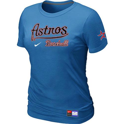 Cheap Women Nike Houston Astros L.blue Short Sleeve Practice MLB T-Shirt