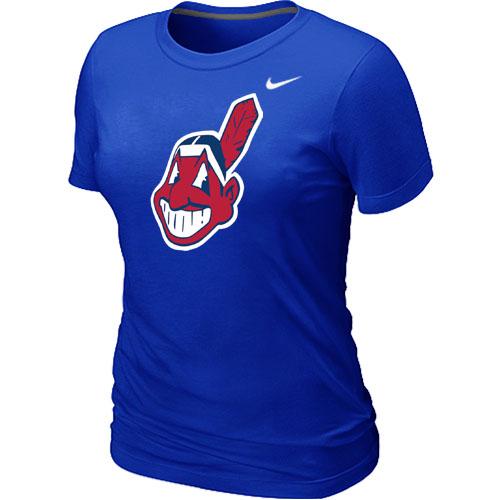 Cheap Women Nike Cleveland Indians Heathered Nike Blue Blended MLB T-Shirt