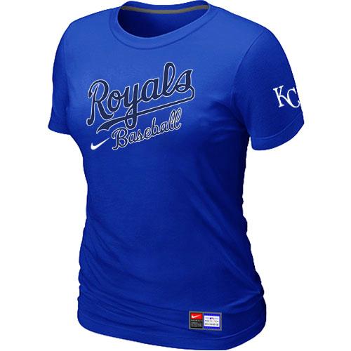 Cheap Women Nike Kansas City Royals Blue Short Sleeve Practice MLB T-Shirt