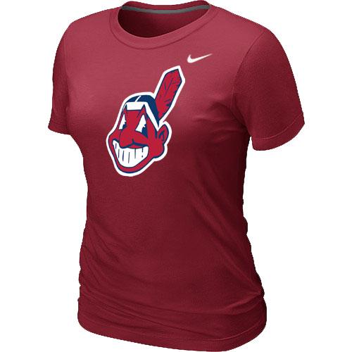 Cheap Women Nike Cleveland Indians Heathered Nike Red Blended MLB T-Shirt
