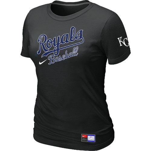 Cheap Women Nike Kansas City Royals Black Short Sleeve Practice MLB T-Shirt