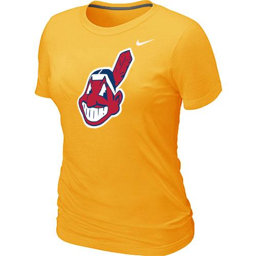 Cheap Women Nike Cleveland Indians Heathered Nike Yellow Blended MLB T-Shirt