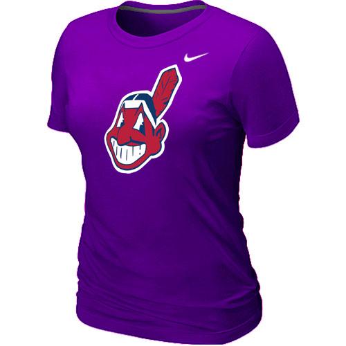 Cheap Women Nike Cleveland Indians Heathered Nike Purple Blended MLB T-Shirt
