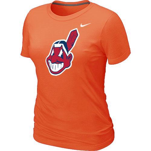 Cheap Women Nike Cleveland Indians Heathered Nike Orange Blended MLB T-Shirt
