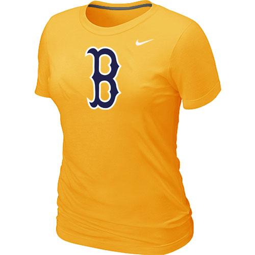 Cheap Women Nike Boston Red Sox Heathered Nike Yellow Blended MLB T-Shirt