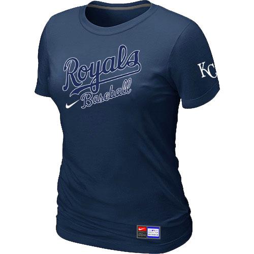 Cheap Women Nike Kansas City Royals D.Blue Short Sleeve Practice MLB T-Shirt