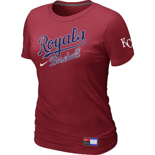 Cheap Women Nike Kansas City Royals Red Short Sleeve Practice MLB T-Shirt