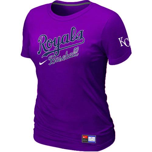 Cheap Women Nike Kansas City Royals Purple Short Sleeve Practice MLB T-Shirt
