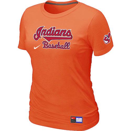 Cheap Women Nike Cleveland Indians Orange Short Sleeve Practice MLB T-Shirt