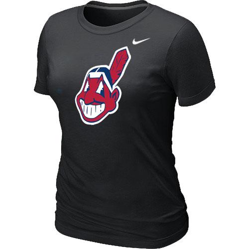 Cheap Women Nike Cleveland Indians Heathered Nike Black Blended MLB T-Shirt