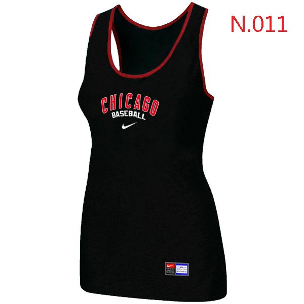 Cheap Women Nike MLB Chicago Cubs Tri-Blend Racerback stretch Tank Top Black