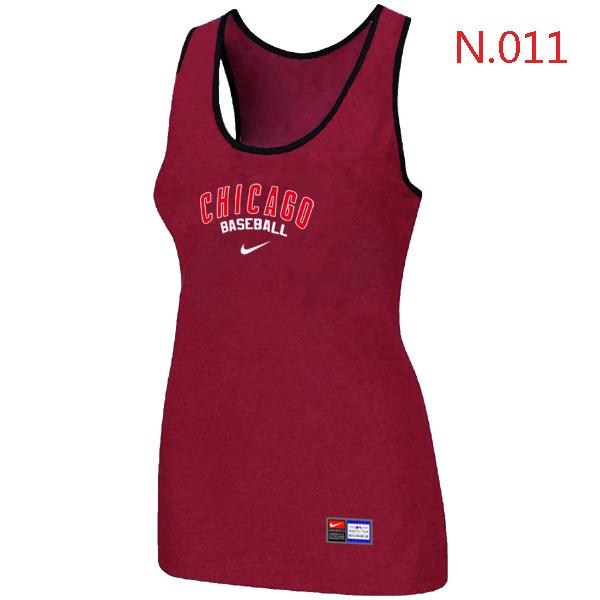 Cheap Women Nike MLB Chicago Cubs Tri-Blend Racerback stretch Tank Top Red