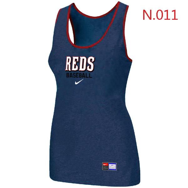 Cheap Women Nike MLB Cincinnati Reds Tri-Blend Racerback stretch Tank Top Blue