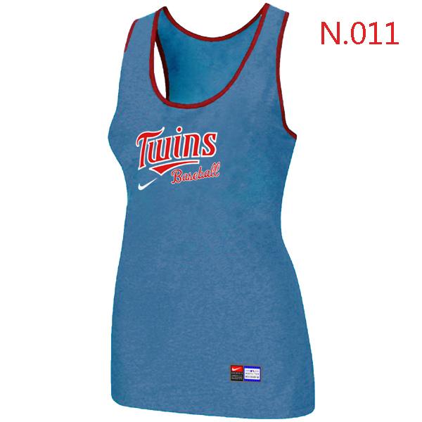 Cheap Women Nike MLB Minnesota Twins Tri-Blend Racerback stretch Tank Top L.Blue