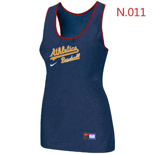 Cheap Women Nike MLB Oakland Athletics Tri-Blend Racerback stretch Tank Top Blue