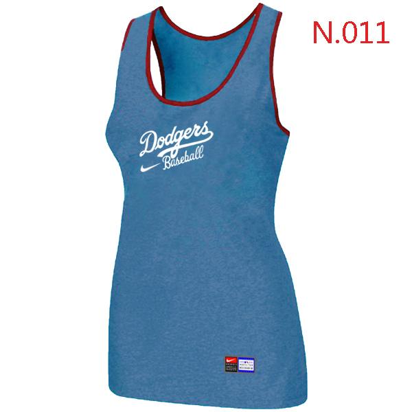 Cheap Women Nike MLB Los Angeles Dodgers Tri-Blend Racerback stretch Tank Top L.Blue