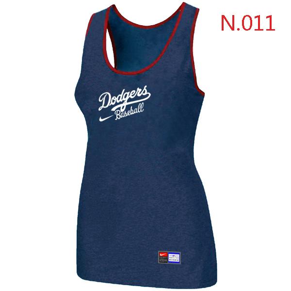 Cheap Women Nike MLB Los Angeles Dodgers Tri-Blend Racerback stretch Tank Top Blue