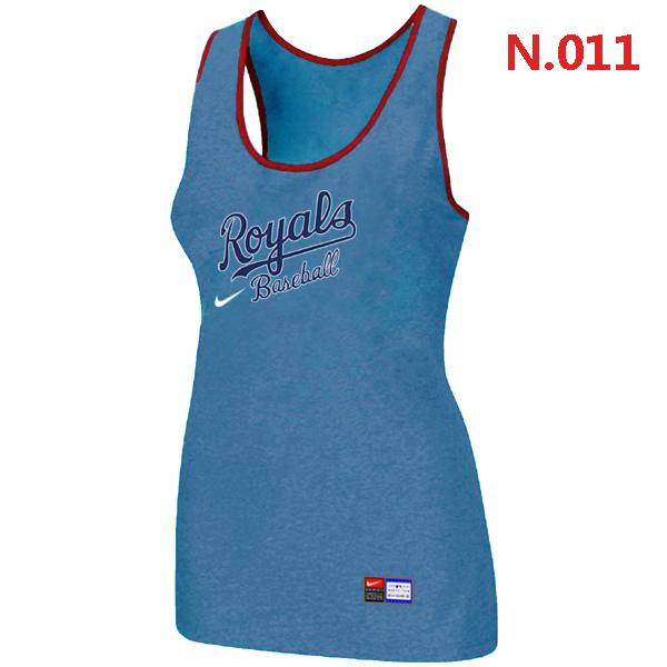 Cheap Women Nike MLB Kansas City Royals Tri-Blend Racerback stretch Tank Top L.Blue