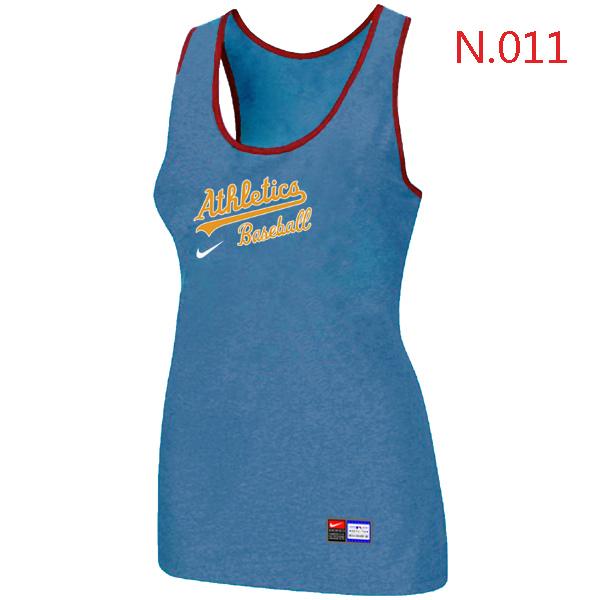Cheap Women Nike MLB Oakland Athletics Tri-Blend Racerback stretch Tank Top L.Blue