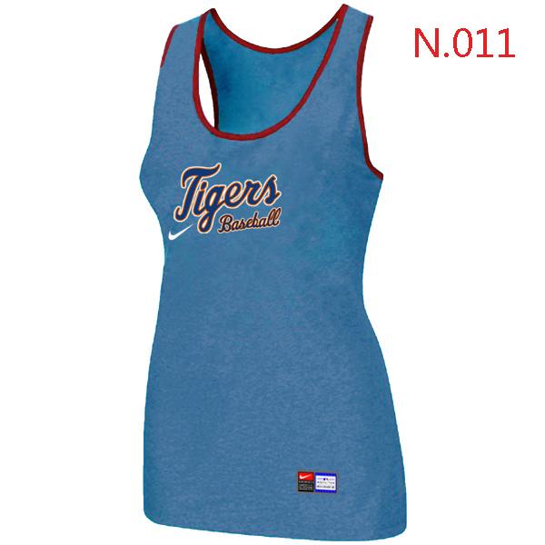 Cheap Women Nike MLB Detroit Tigers Tri-Blend Racerback stretch Tank Top L.Blue