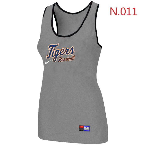 Cheap Women Nike MLB Detroit Tigers Tri-Blend Racerback stretch Tank Top L.grey