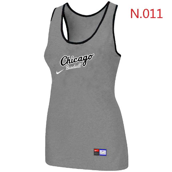 Cheap Women Nike MLB Chicago White Sox Tri-Blend Racerback stretch Tank Top L.grey