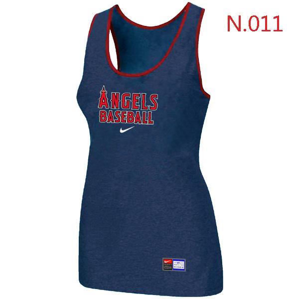 Cheap Women Nike MLB Los Angeles Angels Tri-Blend Racerback stretch Tank Top Blue