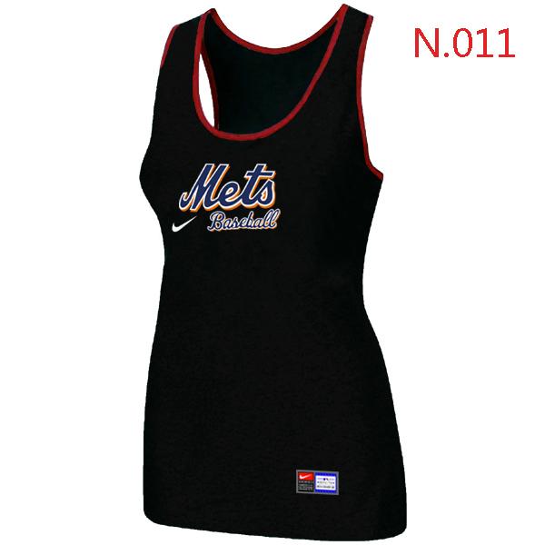 Cheap Women Nike MLB New York Mets Tri-Blend Racerback stretch Tank Top Black