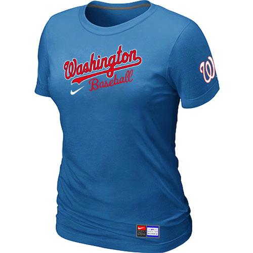 Cheap Women Nike Washington Nationals L.blue Short Sleeve Practice MLB T-Shirt