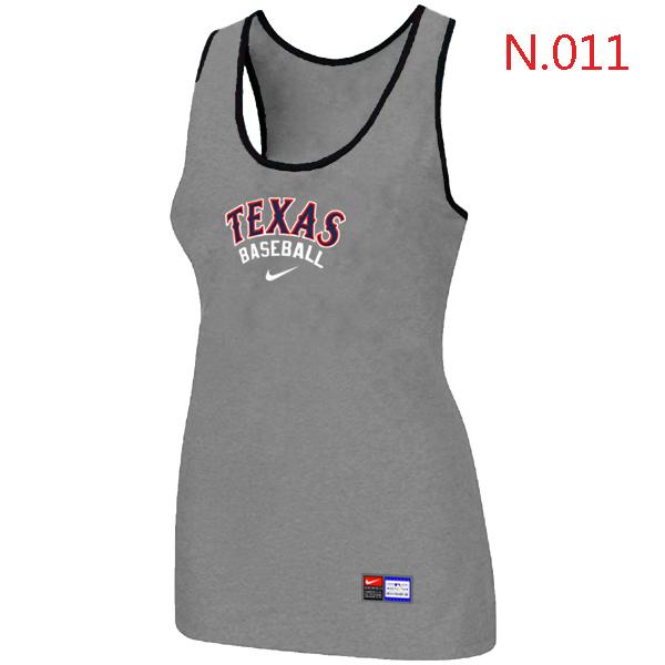 Cheap Women Nike MLB Texans Rangers Tri-Blend Racerback stretch Tank Top L.grey