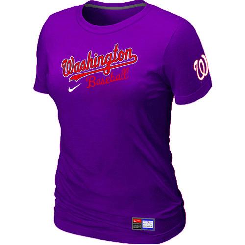 Cheap Women Nike Washington Nationals Purple Short Sleeve Practice MLB T-Shirt