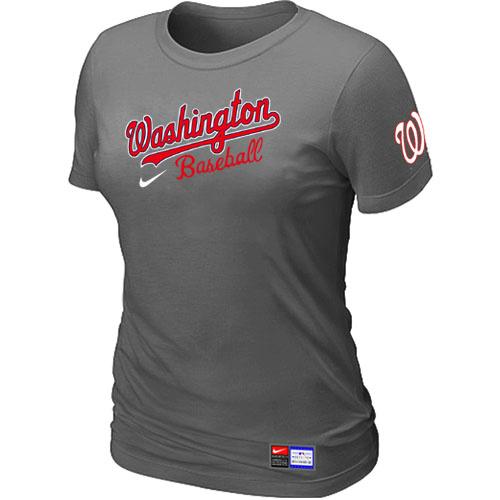 Cheap Women Nike Washington Nationals D.Grey Short Sleeve Practice MLB T-Shirt