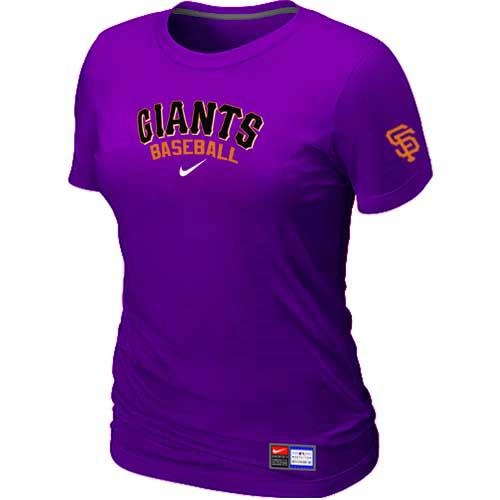 Cheap Women Nike San Francisco Giants Purple Short Sleeve Practice MLB T-Shirt