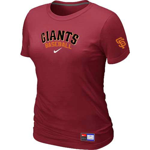 Cheap Women Nike San Francisco Giants Red Short Sleeve Practice MLB T-Shirt