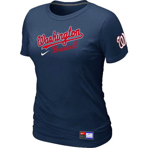 Cheap Women Nike Washington Nationals D.Blue Short Sleeve Practice MLB T-Shirt