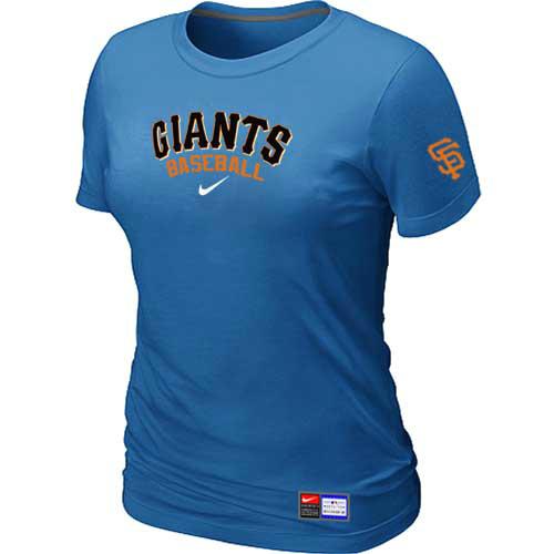Cheap Women Nike San Francisco Giants L.blue Short Sleeve Practice MLB T-Shirt