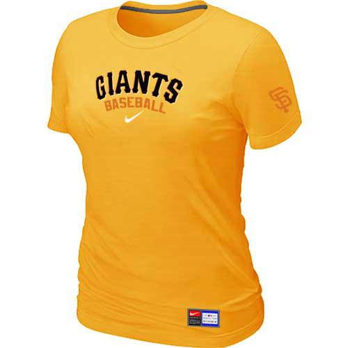 Cheap Women Nike San Francisco Giants Yellow Short Sleeve Practice MLB T-Shirt