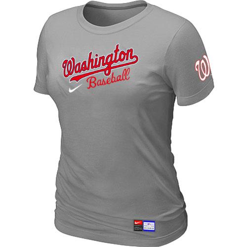 Cheap Women Nike Washington Nationals L.Grey Short Sleeve Practice MLB T-Shirt