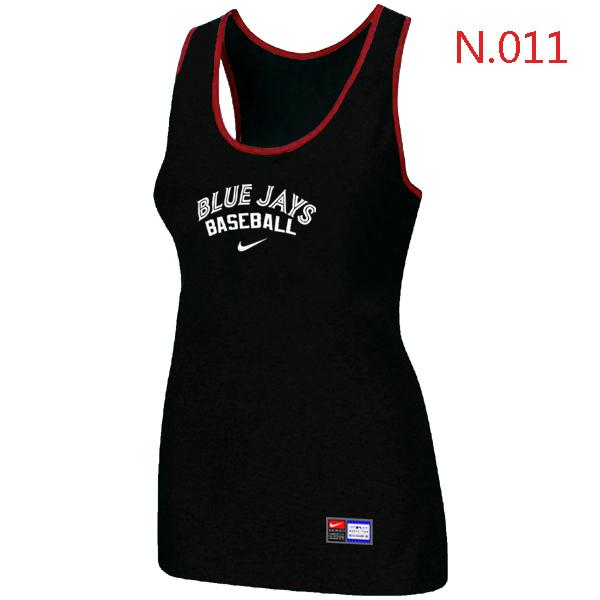 Cheap Women Nike MLB Toronto Blue Jays Tri-Blend Racerback stretch Tank Top Black