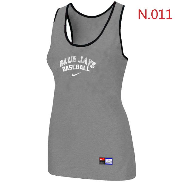 Cheap Women Nike MLB Toronto Blue Jays Tri-Blend Racerback stretch Tank Top L.grey