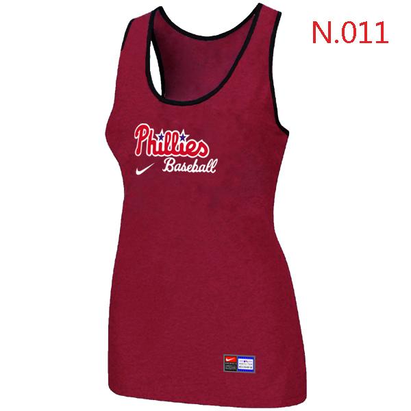 Cheap Women Nike MLB Philadelphia Phillies Tri-Blend Racerback stretch Tank Top Red