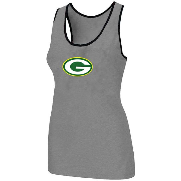Cheap Women Nike NFL Green Bay Packers Ladies Big Logo Tri-Blend Racerback stretch Tank Top L.grey