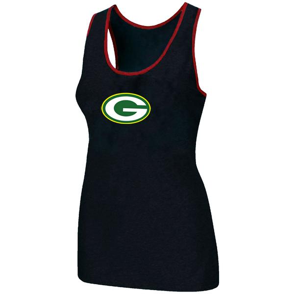 Cheap Women Nike NFL Green Bay Packers Ladies Big Logo Tri-Blend Racerback stretch Tank Top Black
