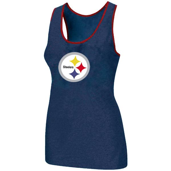 Cheap Women Nike NFL Pittsburgh Steelers Ladies Big Logo Tri-Blend Racerback stretch Tank Top Blue