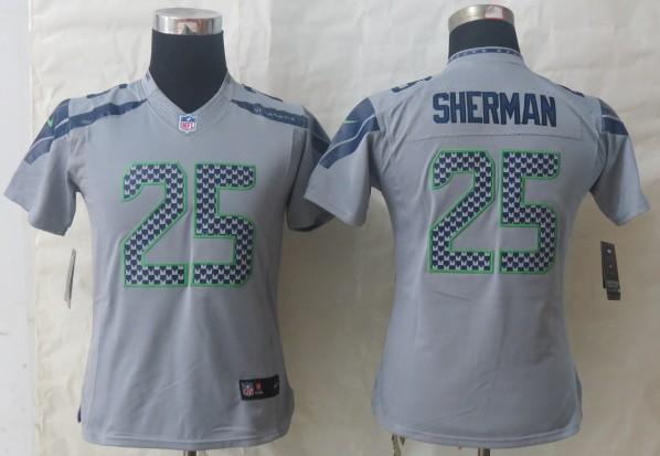 Cheap Women Nike Seattle Seahawks 25 Richard Sherman Grey Limited NFL Jersey