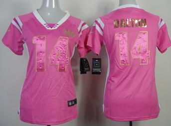 Cheap Women Nike Cincinnati Bengals 14 Andy Dalton Pink Handwork Sequin Name Fashion NFL Jerseys