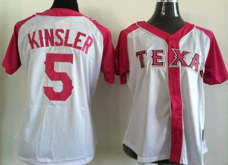 Cheap Women Texas Rangers 5# Ian Kinsler Ladies Splash Fashion White MLB Jerseys