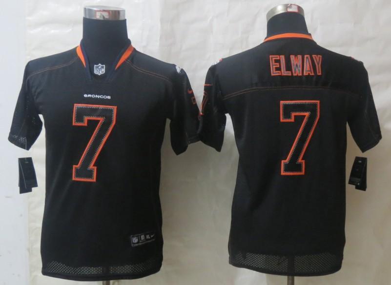 Kids Nike Denver Broncos 7 John Elway Lights Out Black NFL Jerseys Cheap